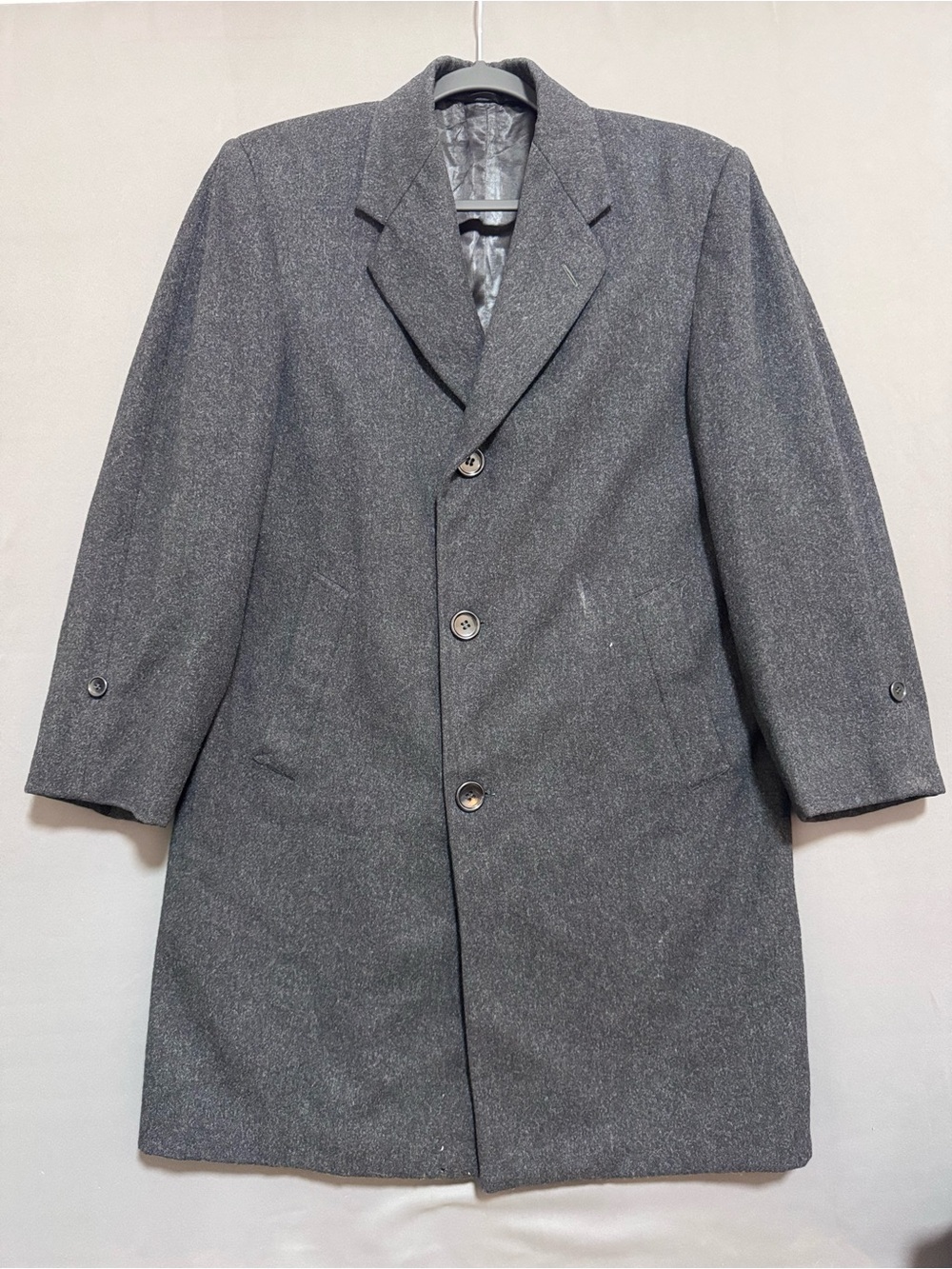Vtg 1950s Woodwards Overcoat Charcoal Gray West of England Wool Coat Union Made